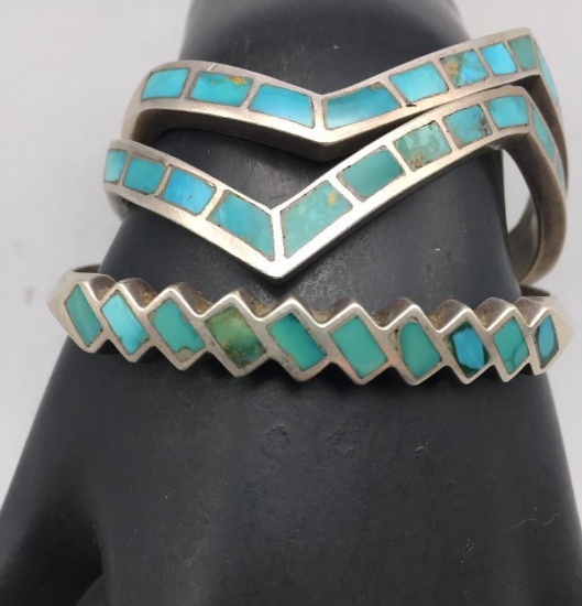 Three Vintage Inlay Bracelets