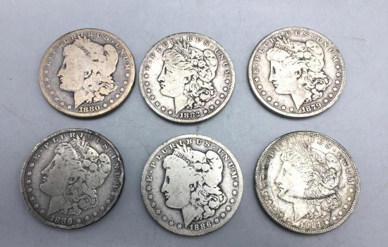 Six Morgan Silver Dollars