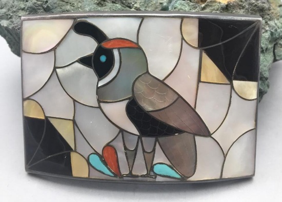 Zuni Inlay Belt Buckle Porfilio Shekya