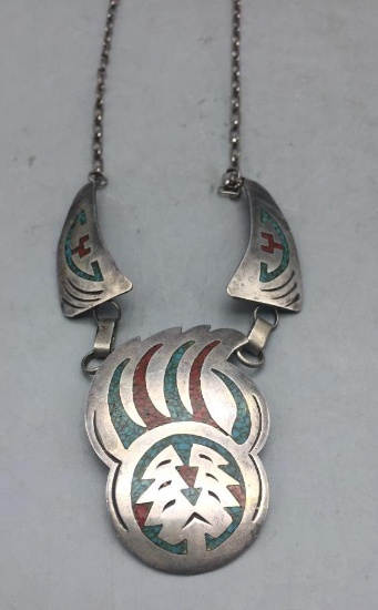 Vintage 1970s Chip Inlay Necklace