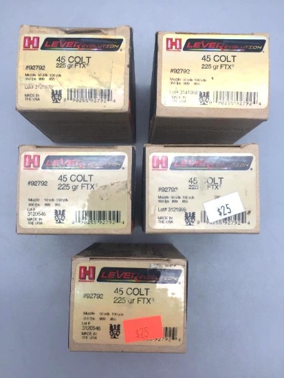 Five Full Boxes of .45 Colt Ammo