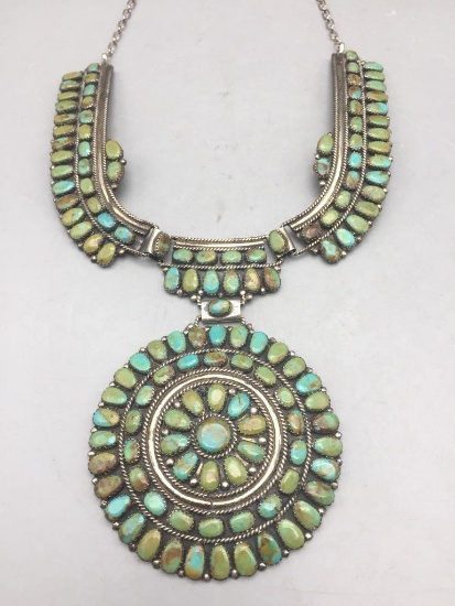 Vintage Turquoise Cluster Necklace- Juliana Williams