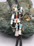 Vintage Zuni Inlay Bolo Tie