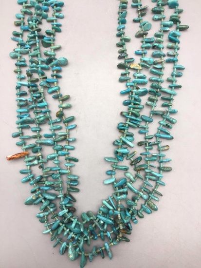 Older Fine Turquoise and Heishi 4 Strand Necklace