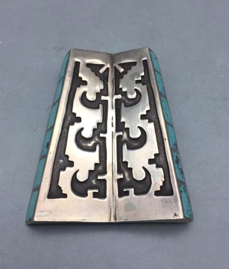Turquoise Inlay Pendant by Lennie Parker