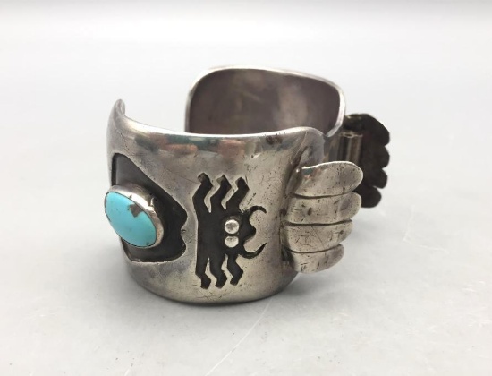 Vintage Turquoise and Sterling Silver Watch Bracelet
