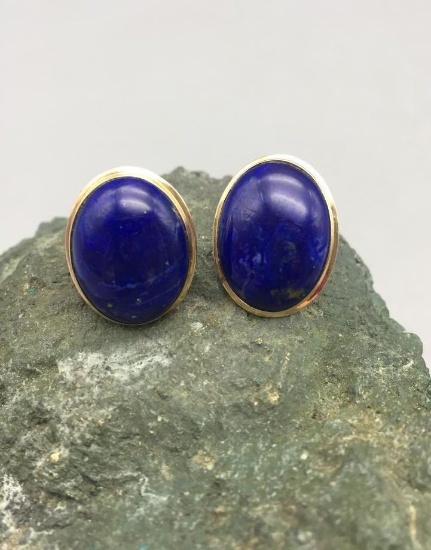Lapis and 14 Karat Gold Earrings