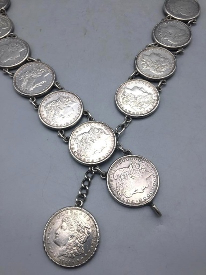 Unique Silver Dollar Concho Belt