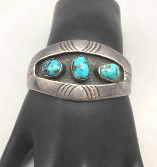 Vintage Three Stone Turquoise Bracelet