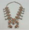 A Vibrant Mediterranean Coral Vintage Squash Blossom Necklace!