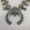 1930s Snake Eye Turquoise Squash Blossom Necklace