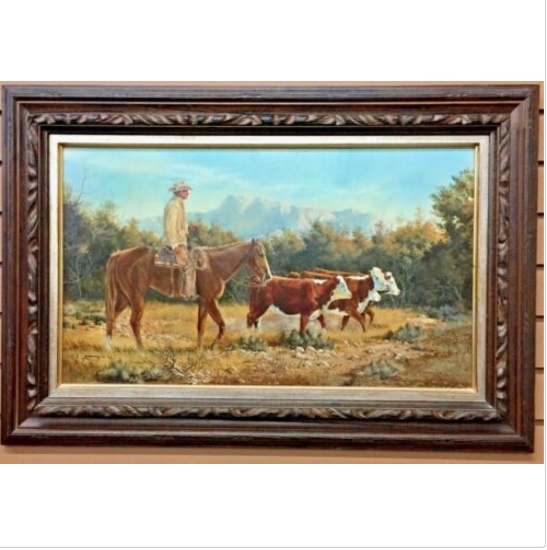 A One-Of-A-Kind Original Oil Painting by The Well-Known Cowboy Artist, Tim Cox