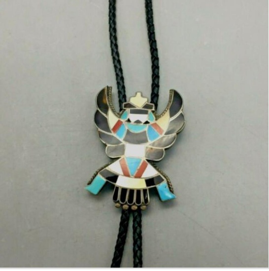 A Vintage Knifewing Inlay Bolo Tie by Rosita Wallace From The Jewel Box Col.