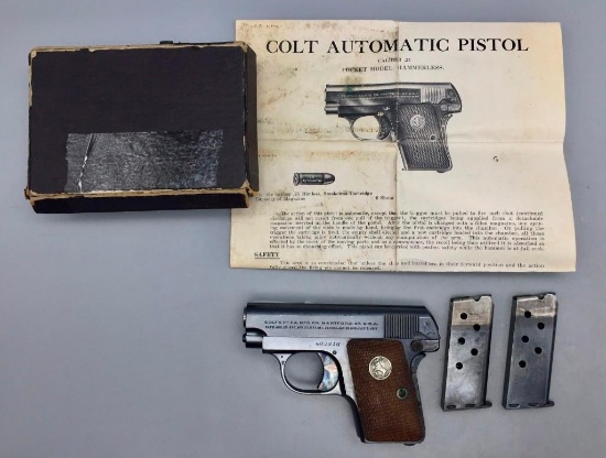 Colt Model 1908 Hammerless Pistol With Original Box - .25 ACP
