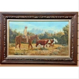 A One-Of-A-Kind Original Oil Painting by The Well-Known Cowboy Artist, Tim Cox