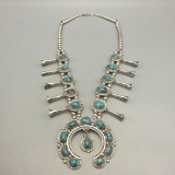 Gorgeous Bisbee Turquoise Squash Blossom Necklace