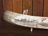 Hand Carved Fossilized Ivory Cribbage Board