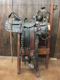 Silver Studded Saddle with Bridle and Breast Collar