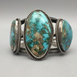 1960s Beautiful Large Three Stone Turquoise Bracelet