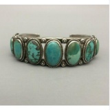 Gorgeous! Nine Stone, Vintage Turquoise Bracelet