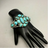 A Vintage, Handmade, Twisted Wire, Turquoise Cluster Bracelet