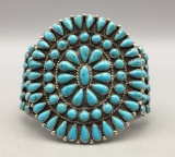 An Awesome Vintage Cluster Bracelet with Lone Mountain Turquoise