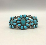 A Vintage Turquoise Cluster Bracelet With Heavy, Twisted Wire, Construction