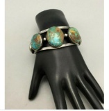 A Vintage Five Stone Handmade Turquoise Bracelet With Great Turquoise