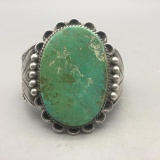 1940s Twisted Wire Turquoise and Sterling Silver Bracelet