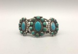 A Brilliant 1930s Era Handmade Turquoise Cluster Bracelet