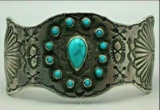 Beautiful 1930s Era Turquoise and Sterling Silver Handmade Bracelet