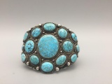 A Great Looking, Older, Blue Spiderweb Turquoise Cluster Bracelet