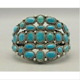 Stunning! Blue Gem Turquoise Cluster Style Bracelet