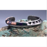Multi-Stone & Sterling Silver Inlay Bracelet *Signed, by Ben Nighthorse*
