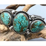 Natural Carico Lake, Spider Web Turquoise Bracelet by - Perry Shorty!!!