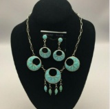 A Vintage Zuni Inlay Necklace Set With Matching Earrings - Vacit!