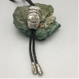 VERY UNIQUE Style Bolo With Turquoise and Coral Set in Sterling by Lee Epperson