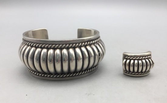Unique Sterling Silver Bracelet and Ring Set