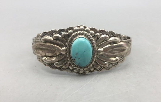 Fred Harvey Era Sterling Silver and Turquoise Bracelet