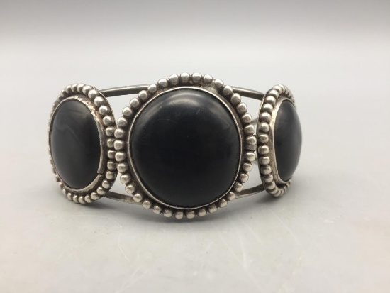 Vintage Three Stone Onyx Bracelet
