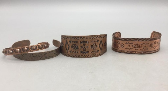 Group of Four Vintage Copper Bracelet