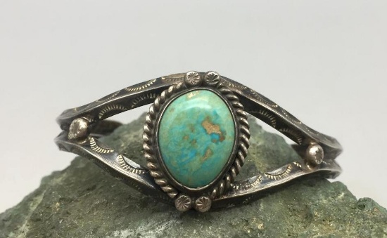 Vintage Sterling Silver and Turquoise Bracelet