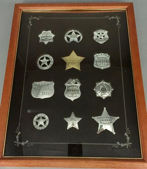 Sterling Silver Great Western Lawmen Badge Display