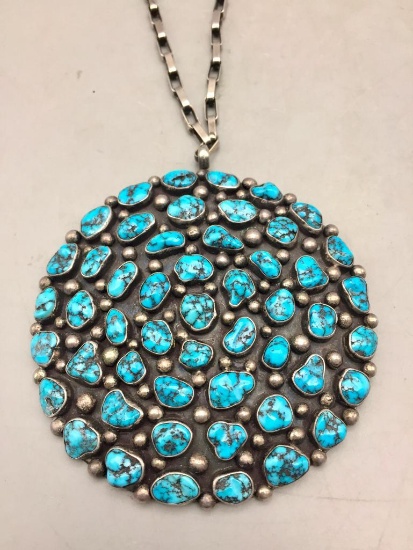 Large Turquoise Cluster Pin/Pendant by Mary Velasquez