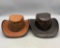 Two Leather Western Style Hats