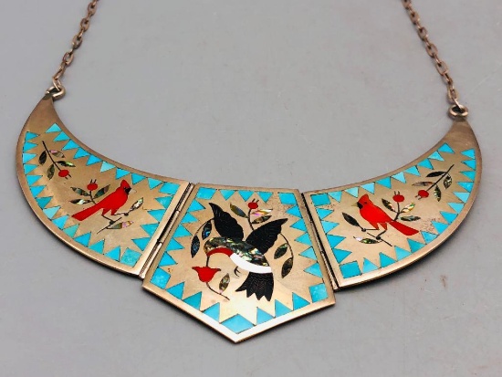 Zuni Inlay Necklace by Dennis and Nancy Edaakie
