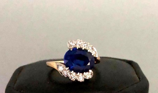 Gold Diamond and Sapphire Ring