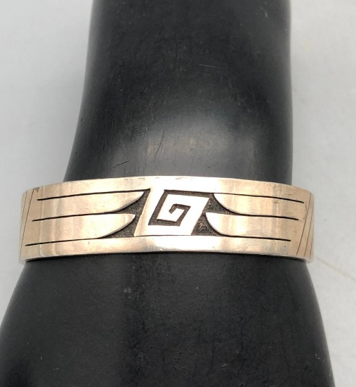 Sterling Silver Hopi Overlay Bracelet
