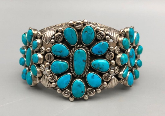 Cluster Bracelet with Blue Gem Turquoise