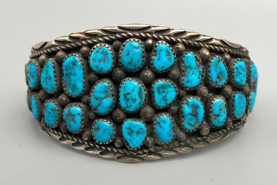 Vintage Turquoise Cluster Style Bracelet